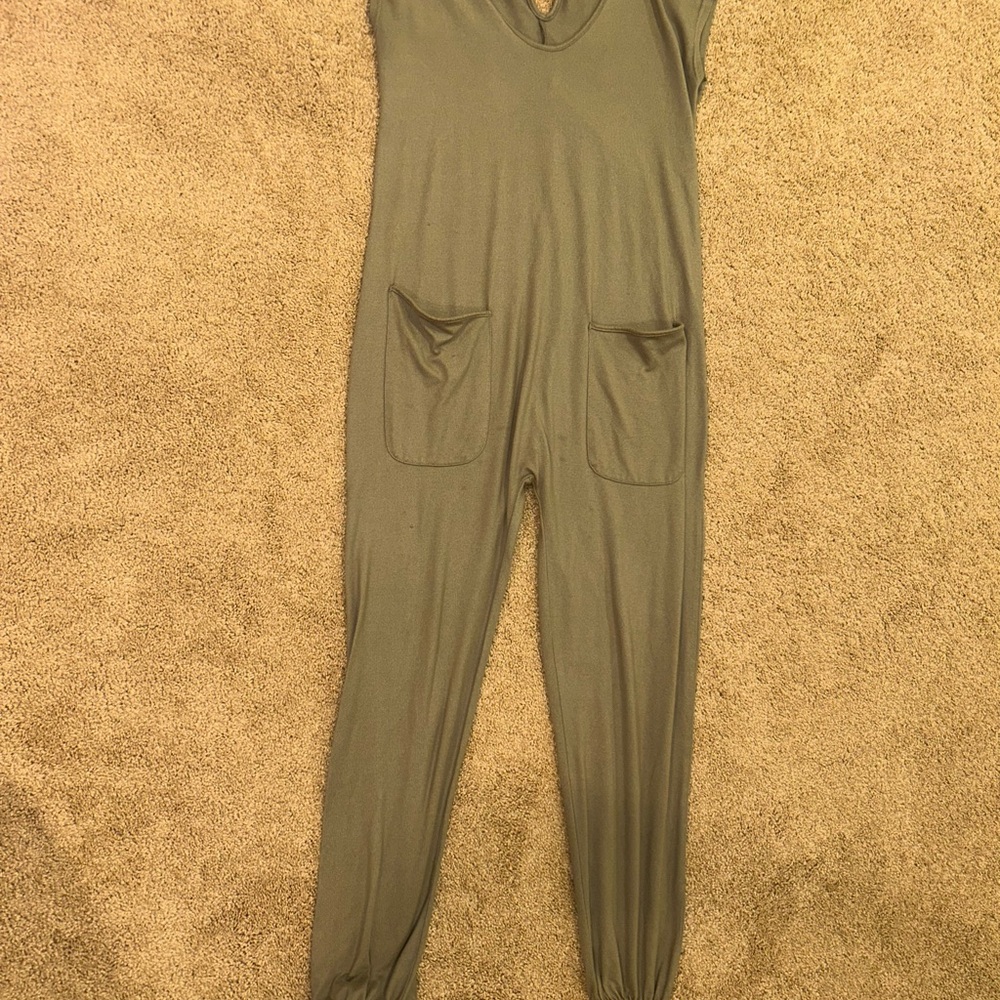 Olive Green Jumpsuit with Pockets